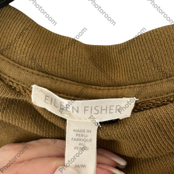 EILEEN FISHER khaki brown terry sweatshirt in size medium. - Picture 2 of 4